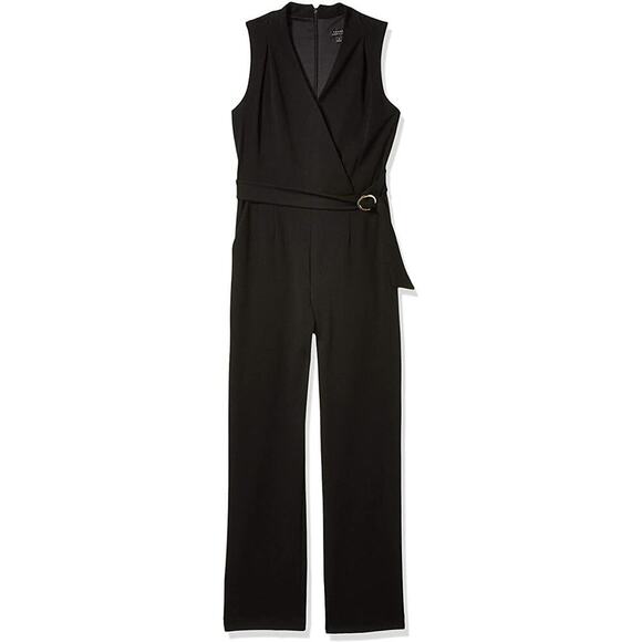 Tahari ASL Jumpsuit Women's Size 10 Sleeveless Surplice Belted Back Zipper NEW - Picture 3 of 12